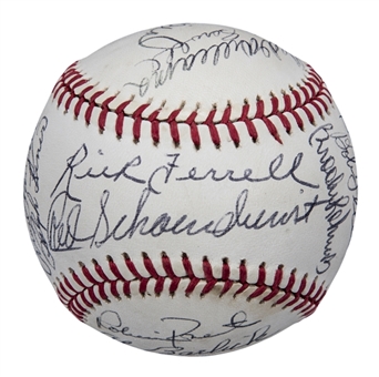 1989 Hall of Famers Signed ONL White Baseball With 22 Signatures (Doerr Family LOA & PSA/DNA)